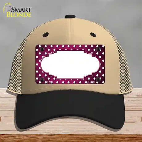 Pink White Small Dots Scallop Oil Rubbed Novelty License Plate Hat Mesh / Khaki|Black