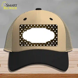 Brown White Small Dots Scallop Oil Rubbed Novelty License Plate Hat Mesh / Khaki|Black