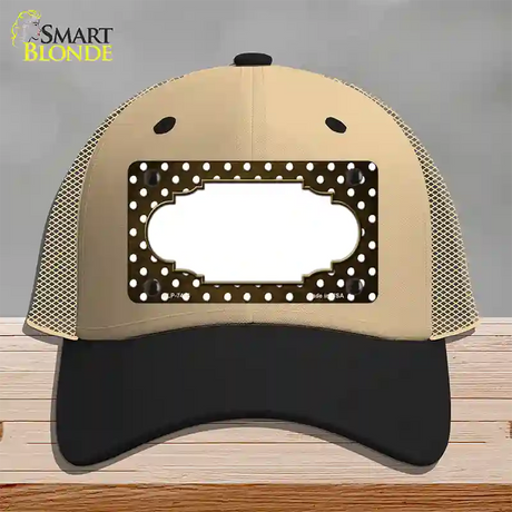 Brown White Small Dots Scallop Oil Rubbed Novelty License Plate Hat Mesh / Khaki|Black