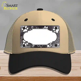 Paw Scallop Black White Novelty License Plate Hat Mesh / Khaki|Black