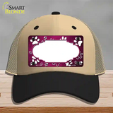 Paw Scallop Pink White Novelty License Plate Hat Mesh / Khaki|Black