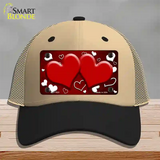 Red White Love Hearts Oil Rubbed Novelty License Plate Hat Mesh / Khaki|Black