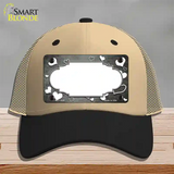 Gray White Love Scallop Oil Rubbed Novelty License Plate Hat Mesh / Khaki|Black