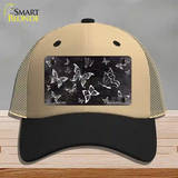 Black White Butterfly Oil Rubbed Novelty License Plate Hat Mesh / Khaki|Black