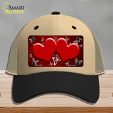 Red White Hearts Butterfly Oil Rubbed Novelty License Plate Hat Mesh / Khaki|Black