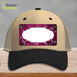 Pink White Scallop Butterfly Oil Rubbed Novelty License Plate Hat Mesh / Khaki|Black