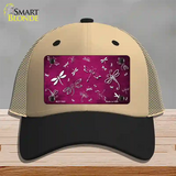 Pink White Dragonfly Oil Rubbed Novelty License Plate Hat Mesh / Khaki|Black