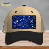 Blue White Dragonfly Oil Rubbed Novelty License Plate Hat Mesh / Khaki|Black