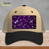 Purple White Dragonfly Oil Rubbed Novelty License Plate Hat Mesh / Khaki|Black