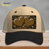 Brown White Dragonfly Hearts Oil Rubbed Novelty License Plate Hat Mesh / Khaki|Black