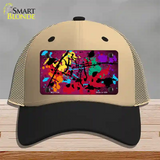 Pink Splatter Oil Rubbed Novelty License Plate Hat Mesh / Khaki|Black