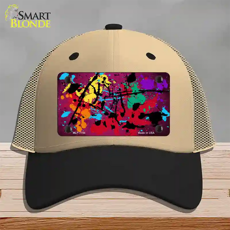 Pink Splatter Oil Rubbed Novelty License Plate Hat Mesh / Khaki|Black