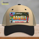 Hawaii State Novelty License Plate Hat Mesh / Khaki|Black