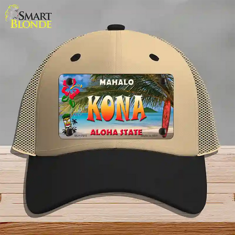 Kona Hawaii State Novelty License Plate Hat Mesh / Khaki|Black