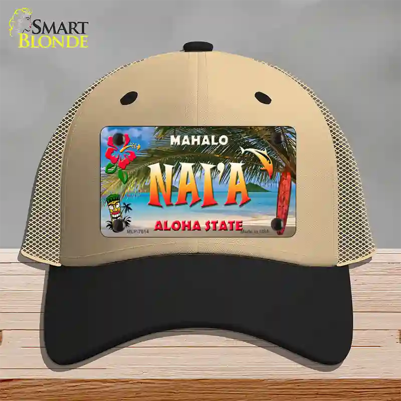 Naia Hawaii State Novelty License Plate Hat Mesh / Khaki|Black