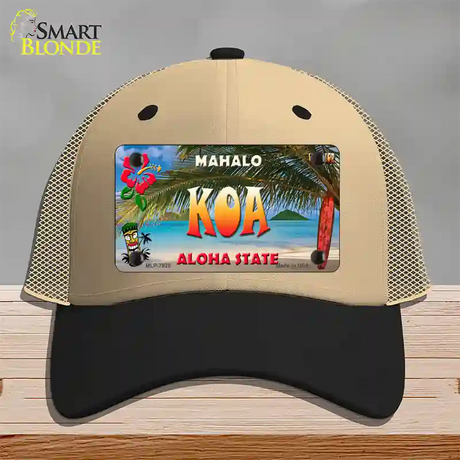 Koa Hawaii State Novelty License Plate Hat Mesh / Khaki|Black