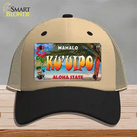 Ku uipo Hawaii State Novelty License Plate Hat Mesh / Khaki|Black