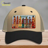 Paradise Surfboards Hawaii State Novelty License Plate Hat Mesh / Khaki|Black