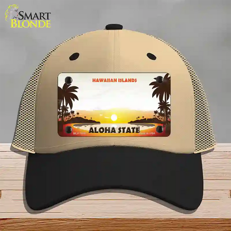 Hawaiian Islands Hawaii Blank State Novelty License Plate Hat Mesh / Khaki|Black