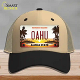 Oahu Hawaiian Islands Novelty License Plate Hat Mesh / Khaki|Black