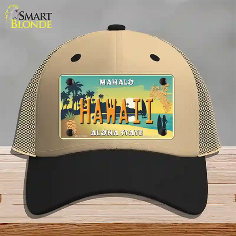 Hawaii Pineapple Novelty License Plate Hat Mesh / Khaki|Black