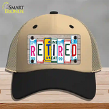 Retired License Plate Art Wood Novelty License Plate Hat Mesh / Khaki|Black