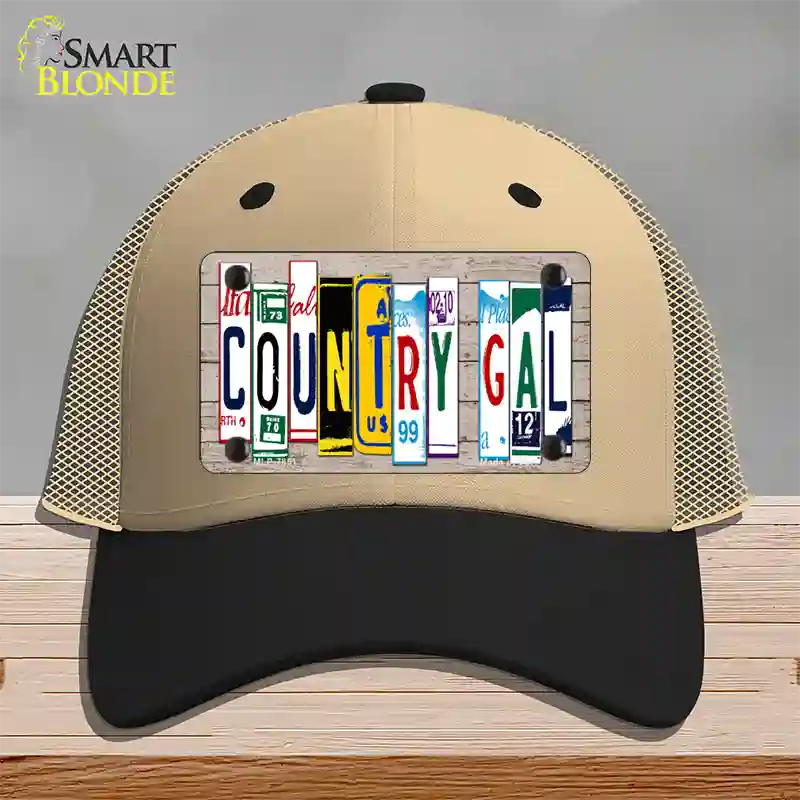 Country Gal Plate Art Novelty License Plate Hat Mesh / Khaki|Black