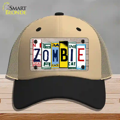 Zombie License Plate Art Wood Novelty License Plate Hat Mesh / Khaki|Black