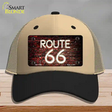 Route 66 Neon Brick Novelty License Plate Hat Mesh / Khaki|Black