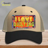 I Love Quilting Novelty License Plate Hat Mesh / Khaki|Black