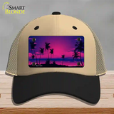 Sunset Pink Novelty License Plate Hat Mesh / Khaki|Black