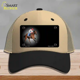 Horse Racing Offset Novelty License Plate Hat Mesh / Khaki|Black