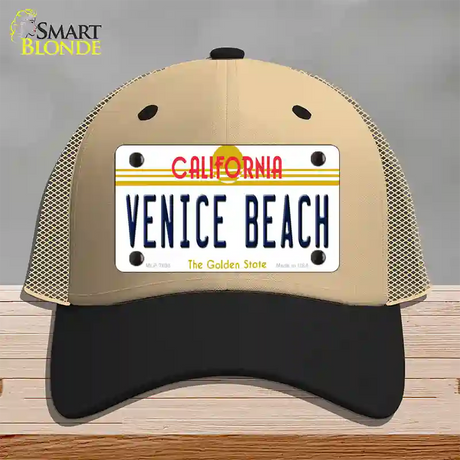 Venice Beach California Novelty License Plate Hat Mesh / Khaki|Black