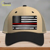 American Flag Thin Red Line Novelty License Plate Hat Mesh / Khaki|Black