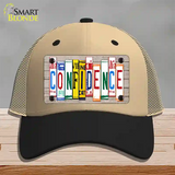 Confidence Wood License Plate Art Novelty License Plate Hat Mesh / Khaki|Black