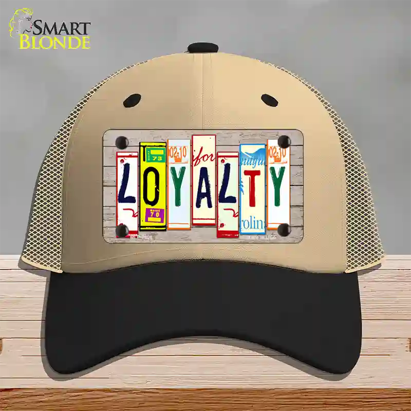 Loyalty Wood License Plate Art Novelty License Plate Hat Mesh / Khaki|Black