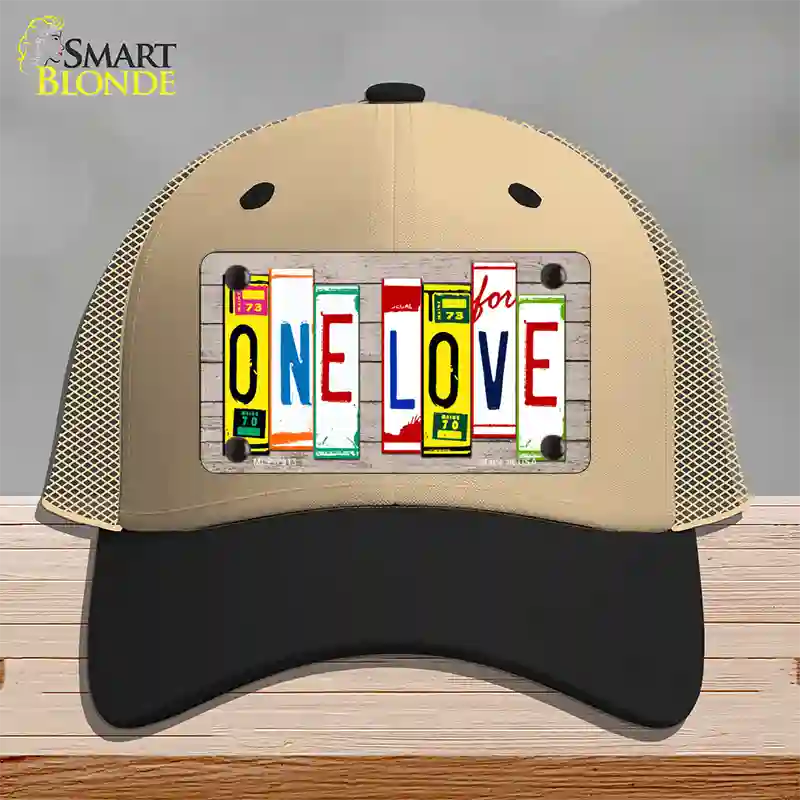 One Love Wood License Plate Art Novelty License Plate Hat Mesh / Khaki|Black