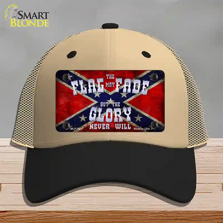 Flag May Fade Novelty License Plate Hat Mesh / Khaki|Black