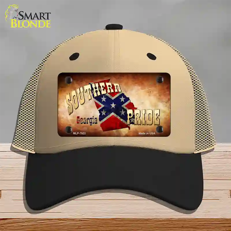 Southern Pride Georgia Novelty License Plate Hat Mesh / Khaki|Black