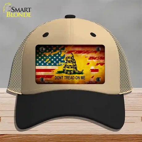 Dont Tread On Me US Flag Novelty License Plate Hat Mesh / Khaki|Black