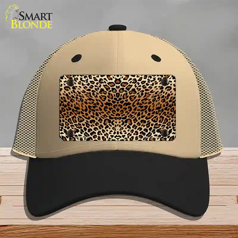 Cheetah Print Novelty License Plate Hat Mesh / Khaki|Black