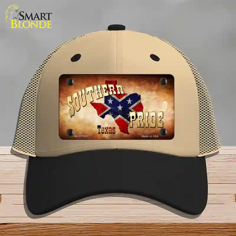 Southern Pride Texas Novelty License Plate Hat Mesh / Khaki|Black