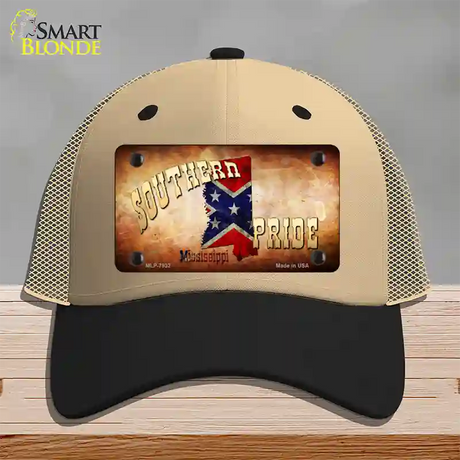 Southern Pride Mississippi Novelty License Plate Hat Mesh / Khaki|Black