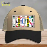 I Love Yoga Wood License Plate Art Novelty License Plate Hat Mesh / Khaki|Black