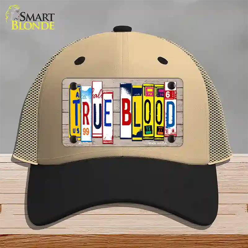 True Blood Wood License Plate Art Novelty License Plate Hat Mesh / Khaki|Black