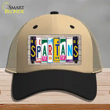 Spartans Wood License Plate Art Novelty License Plate Hat Mesh / Khaki|Black