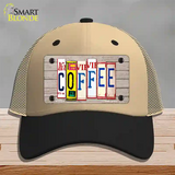 Coffee Wood License Plate Art Novelty License Plate Hat Mesh / Khaki|Black