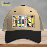 Rock N Roll Wood License Plate Art Novelty License Plate Hat Mesh / Khaki|Black