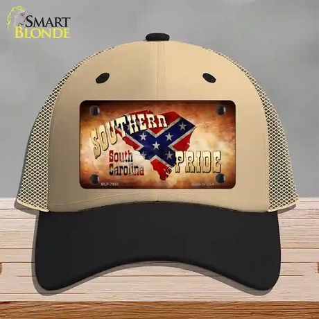 Southern Pride South Carolina Novelty License Plate Hat Mesh / Khaki|Black