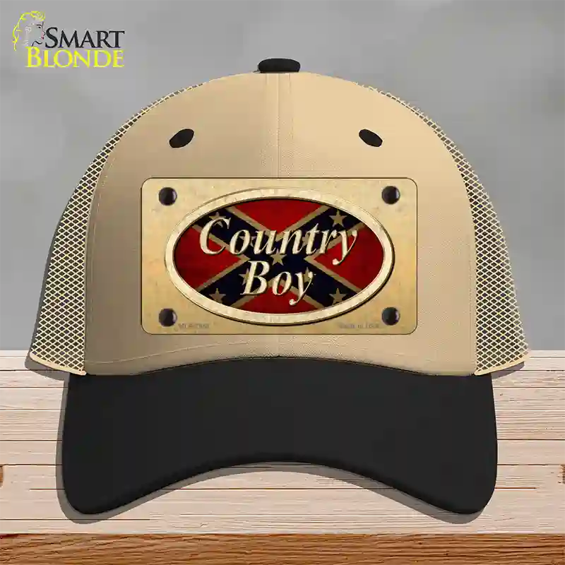 Country Boy Confederate Novelty License Plate Hat Mesh / Khaki|Black